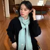 Bufanda estrecha larga de punto suave, no irritante, mezcla de lana para mujer, estilo coreano, color liso, versátil, calentador de cuello, bufanda cálida para el cuello para invierno