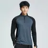 Nova Camiseta Esportiva Masculina de Comércio Exterior com Meio Zíper, Manga Longa, Secagem Rápida, Proteção Solar, para Atividades ao Ar Livre e Fitness