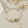Estilo Chinês Retrô Novo Estilo Chinês Pulseira de Pérola de Água Doce Natural Pulseira de Cristal Pulseira de Ágata Dourada com Areia de Alta Qualidade