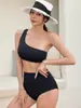 Suministro de fábrica Corea del Sur nueva versión de top tipo chaleco simple de un solo hombro bikini de dos piezas conservador con abertura
