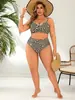 Novo maiô de duas peças plus size da Amazon para mulheres com estampa de labirinto geométrico, conjunto de biquíni para férias na praia