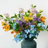 Rama Larga Pequeña Floral Belleza Dedo Boda Flor Arreglo Flor Milán Artificial Set Flor Artificial Decoración Mesa Flor Seda