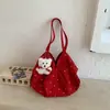 Ins estilo coreano temperamento literário grande capacidade bolsa de lona tote feminina nicho estilo preguiçoso sensação relaxada para o trabalho bolsa de ombro única
