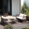 Mobiliario de Mimbre para Ocio al Aire Libre Estilo Nórdico Combinación de Sofá Silla Individual Doble Cabina para Patio Terraza al Aire Libre