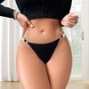 Biquíni Europeu e Americano Transfronteiriço Sexy Preto com Fita Prateada e Fivela Design Biquíni Estilo Ins Calça de Cintura Baixa para Mulheres em Estoque