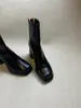 Botines de tacón alto con punta cuadrada retro coreanos para mujer 2026 Temperamento de moda Nuevo estilo de moda Versátiles Cremallera trasera Botas adelgazantes
