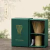 Set de Regalo de Lujo con Sello Dorado, Set de Batidor de Té Matcha, Herramientas para Preparar Té de la Ceremonia del Té Japonesa, Batidor de Té de 100 Púas