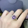 Anillo de amatista natural piedra principal 8*10 mm cuerpo completo de red calidad fuego súper alabanza plata 925 incrustación de precisión