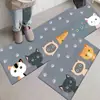 Tapete de Cocina de Barro Diatómico con Lindos Animales de Dibujos Animados, Tapete Absorbente, Secado Rápido, Antideslizante, Resistente al Aceite, Fácil de Limpiar