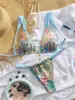 Biquíni Sexy Pelis Estampado Novo Dividido de Fábrica Transfronteiriça para Mulheres Europeias e Americanas Moda Praia de Comércio Exterior Bikini