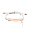 Pulsera Personalizada Publicidad Transfronteriza Logo Personalizado Multicolor Cruz Regalo Navideño Pulsera Trenzada Grabada de Acero de Titanio