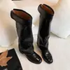 Botas de montar de tacón grueso estilo Chanel 2026 para mujer, botas altas de tacón alto con bloques de color y caña ancha, botas altas hasta la rodilla