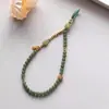 Chaveiro de Juta See Fulu de Jade Branco Natural com Formato de Cabaça, Cordão de Pulso, Cordão Verde Avançado para Capa de Celular para Homens e Mulheres