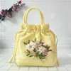 Bolso de Mano para Mujer Bolso Pequeño Bolso de Mano Estilo Étnico Bolso Bordado Bolso de Mamá Bolso Cubo para Mujer Cierre de Cordón Bolso para Teléfono Móvil Hanfu
