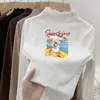 Camiseta Térmica Base para Niñas para Primavera, Otoño e Invierno 2025, Nueva Camiseta Cálida Infantil con Borde Fruncido, Top Elegante Ins