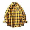 Camisa de Cuadros para Hombre de Primavera y Otoño Manga Larga Estilo Japonés Holgada Moderna Versión Coreana Estilo Hong Kong Atractiva Casual Versátil Ropa Exterior