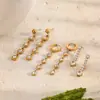 Joyería de Acero Inoxidable, Nuevo Estilo Popular en Europa y América, Pendientes de Borlas de Instagram, Chapados en Oro de 18 Quilates, Elegantes Pendientes Largos de Circonita para Mujer