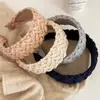 Faixa de cabeça de tricô retrô estilo francês para mulheres, simples e moderna, cor sólida, de aba larga, faixa de cabeça para pressionar o cabelo, acessório de cabeça de tricô pastoral