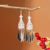 Pendientes de Pavo Real para Minorías Étnicas, Regalos Retro de Plata Miao Estilo Étnico, Accesorios de Pendientes Vintage de Imitación Plata