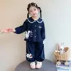 Conjunto de dos piezas de lunares con conejito estilo coreano para niñas, nueva moda primavera y otoño 2026 para niñas pequeñas