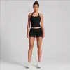 Conjunto de ropa deportiva transfronteriza para mujer con hermoso top deportivo de cuello halter en la espalda, conjunto de shorts de secado rápido para correr al aire libre, ciclismo y yoga