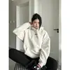 Diseño Popular Chaqueta Sudadera Blanca Gris Delgada Americana para Mujer 2025 Nueva Primavera Otoño Invierno Holgada Aspecto Adelgazante Top