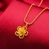 Joyería Chapada en Oro Colgante de Corona de Corazón Collar de Oro de Cinco Flores para Mujer Cadena de Suéter de Lujo Ligero de Oro Imitación para Mujer
