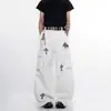 Jeans de otoño estilo americano con estampado de leopardo, bordados de cruz en forma de hoz para hombres y mujeres, pantalones cargo holgados de pierna ancha con bolsillos grandes