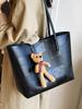 Bolso Tote de Moda Popular Simple Elegante con Puntadas Maillard para Mujer de Gran Capacidad Bolso de Hombro de Estilo Perezoso Retro