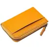 Cartera de Monedero con Cremallera de Cuero Genuino Estilo Japonés Cuero Tochigi de Alta Gama Cartera Doméstica Multifuncional Simple Portatarjetas de Banco Portatarjetas