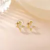 Yi Lu Yin Prata de Lei S925 Banhado a Ouro Moda Estrela Lua Estrela de Oito Pontas Estrela de Cinco Pontas Simples Brincos para o Dia a Dia Ornamentos de Orelha de Prata