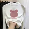 Ropa infantil versátil: nuevos estilos de otoño e invierno de tops forrados de felpa para niñas, con cuello semi-alto, diseñados para niños mayores, que brindan calidez y un look casual