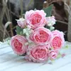 Flores de peonía artificiales, 5 cabezas, peonía de primavera, flores de seda para decoración del hogar, flores de rosa persa artificiales multicapa