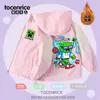 Chaqueta Cortavientos con Forro de Felpa My World Steve para Niños, Abrigo Grueso Cortavientos Cálido Color Block Otoño/Invierno para Niños Mayores