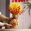 Jarrón de resina con bolsa de la suerte para inauguración de la casa, decoración de flores secas con espigas de trigo, venta al por mayor, adornos de flores para el hogar