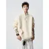 Suéter de Medio Zip para Hombre Otoño/Invierno 2026, Estilo Coreano Holgado, Suéter de Punto Sencillo con Cuello Campana, Prenda Superior Lisa de Alta Calidad