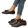 Comercio electrónico transfronterizo, talla grande, nueva colección de otoño 2026, mocasines planos sin cordones de punta cuadrada, mocasines casuales para mujer, zapatos planos de cuero
