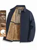 Popular chaqueta gruesa con solapas y forro polar genuino para hombre, adecuada para hombres de mediana edad y mayores, chaqueta de estilo casual de negocios, atuendo de papá