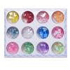 Pó de glitter para unhas, lantejoulas, pó de cristal esculpido de 12 cores, pó de pérola de papel de concha, cinco estrelas, pêssego, coração, flor seca, pó de laser