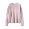 Nuevo Suéter de Punto de Cachemir de Color Sólido de Cuello Redondo Holgado Adelgazante Estilo Perezoso para Mujer Camiseta Interior