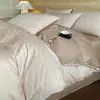 Juego de Alta Gama Clase A de 100 Hilos Jacquard Satinado de Tres o Cuatro Piezas de Algodón Puro de Fibra Larga: Funda de Edredón, Sábana Plana, Sábana Ajustable, Ropa de Cama de Algodón Puro