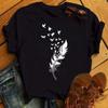 Camiseta Estampada Feminina Lady Desenho Pena Bonita Estampada Camisetas Fa