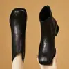 Botines Nuevos 2026 Punta Cuadrada Tacón Grueso para Mujer Piel Suave Cierre Trasero Botas Martin Versátiles Marrón Negro Para el Trabajo Mujer