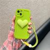 Capa Simples de Cor Sólida para Celular para Apple 14 Lanyard de Coração Apaixonado para iPhone 13 Pro Max Capa Macia de Silicone Ondulada
