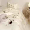 Xiangling PremiumSencillo y Lindo Estilo Ins S100 Algodón de Fibra Larga Bordado Juego de Cama de Cuatro Piezas