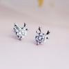 Pendientes Dulces de Alce para Mujer Corea del Sur Pendientes Elegantes de Estilo Fresco Estilo Mori Artístico Simple Navidad Ciervo de Nieve Joyería Chapada en Plata