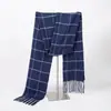 Cachecol Masculino de Imitação de Caxemira para Outono e Inverno, Estilo Xadrez, Estilo Casal, Cachecol Quente para Pescoço, Estilo Britânico Versátil, Presente Incluído