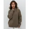 Suéter de Punto de Cuello Alto Medio Transfronterizo Tendencia de Moda Europea y Americana para Otoño e Invierno 2025, Suéter Cálido Versátil de Corte Holgado de Cuello Alto Medio