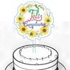 Ins Transfronterizo Impresión a Color Acrílico Inserto para Pastel de Cumpleaños Flores de Color Claro Feliz Cumpleaños Decoración para Pastel