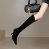 Novedad Otoño e Invierno 2026 Botas Altas de Tacón de Aguja con Punta Fina Francesa por Encima de la Rodilla, Botas Largas, Botas Delgadas de Tacón Alto Elásticas Femeninas